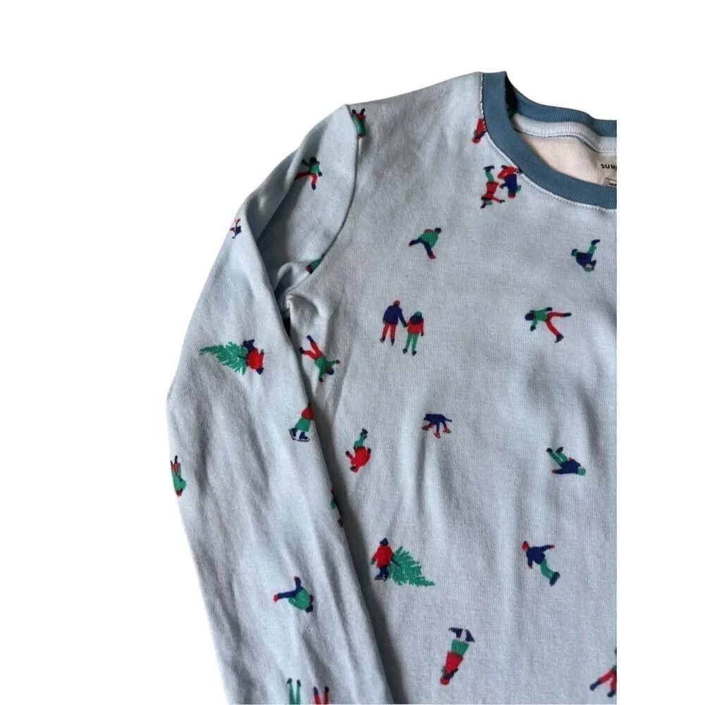 Summersalt Unisex Kids Pajamas Set size‎ 10 Christmas Cotton Blue
